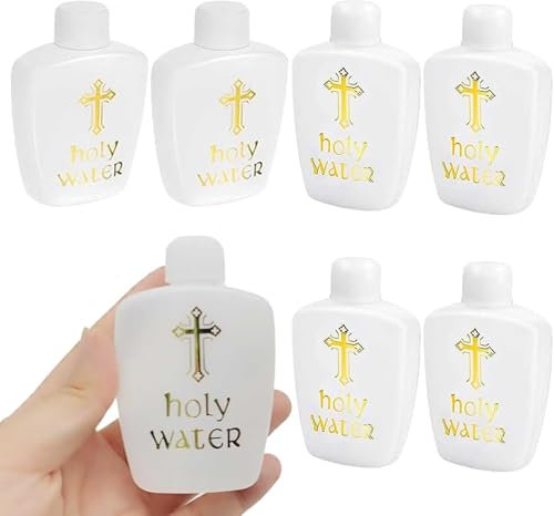 6 botellas de agua bendita recargables, 2 onzas, juego de 6, contenedor de agua bendita recargable de Halloween con tapa de rosca, diseño de cruz para iglesia, eventos cristianos