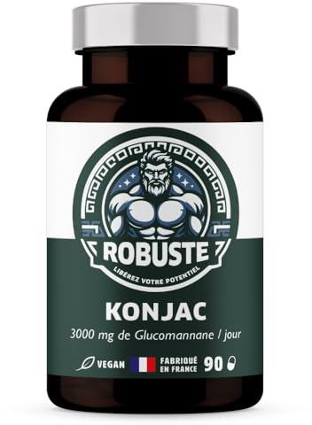 KONJAC Hautement Dosé en Glucomananne 3000 mg Coupe Efficace - Rapide et puissant, Riche en Fibre - 90 gélules vegan.