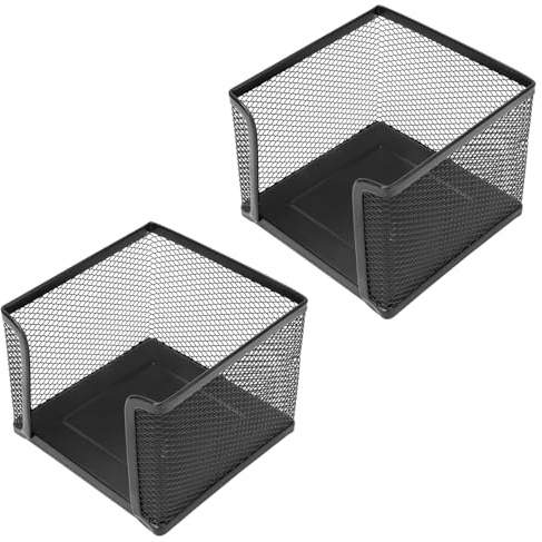 Hapivida Supporto per Memo in Rete, Dispenser per Blocchetti per Appunti in Metallo Dispenser per Appunti Supporto per Carte Organizzatore per Ufficio, Casa, Scuola, Scrivania (Nero*2)