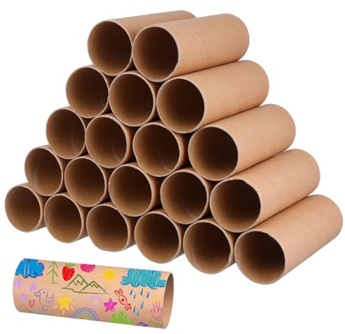 Healifty 20pcs Cardboard Tubes for Craft: Round Kraft Paper Tubes Cardboard Rolls for DIY Arts and Crafts Projects (Brown)