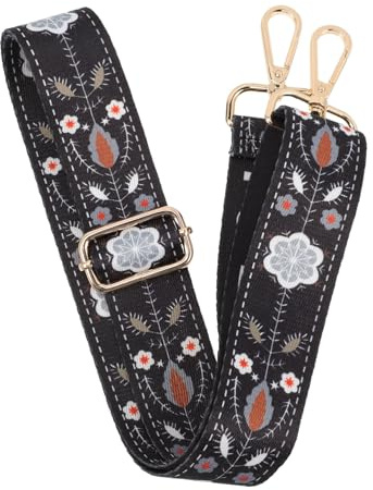 ARTSEWPLY Correa Ajustable para Banjo de Poliéster Negro Diseño Retro, Accesorio Musical para Proteger el Instrumento y Uso Cómodo en Hombro