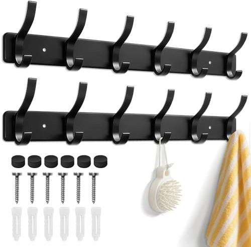 MIVITOOM 2 Pack Coat Rack Wall Mounted, Heavy Duty Wall Coat Hooks, Double Door Hooks for Entryway, Living Room, Bathroom, Kitchen