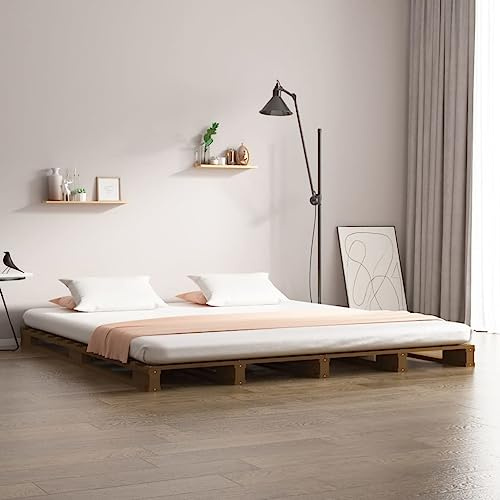 Generico Letto a Pallet Senza Materasso Ambra 120x200cm Legno Massello,Marrone,23kg,821390