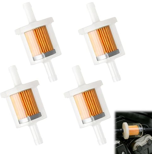 Lot de 4 Filtres à Essence, Filtres à Carburant Universels 8 mm Réutilisables, Filtration Haute Densité avec Aimant, Corps Transparent pour Motos, Scooters, Tondeuses et Petits Moteurs Essence