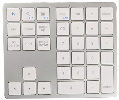 Zunetsutock Trådlöst numeriskt tangentbord, litet numeriskt tangentbord | 35 tangentbord | Använd ett tyst trådlöst mekaniskt tangentbord, en dator för