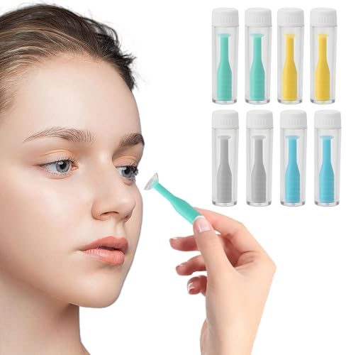 8 PCS Contact Lens Remover Tool, Soft Silicone Contact Lenses Applicator with Storage Box, Portable Suction Holder for Travel Outdoor Daily Use