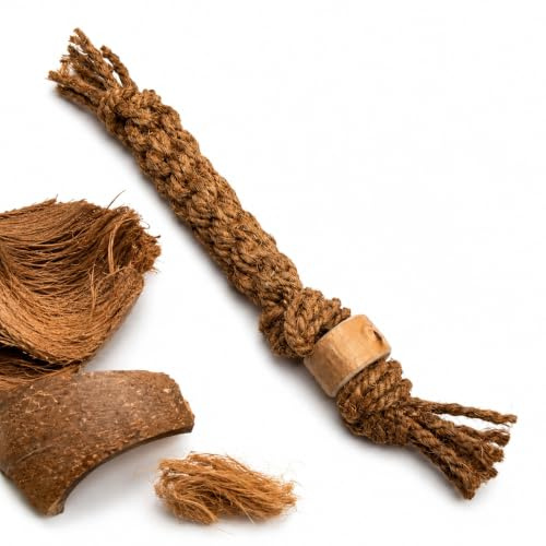 Dilecti Coconut Rope Dog Toy with Cinnamon Wood - Indestructible Tug Of War Rope Toys For Large Dogs