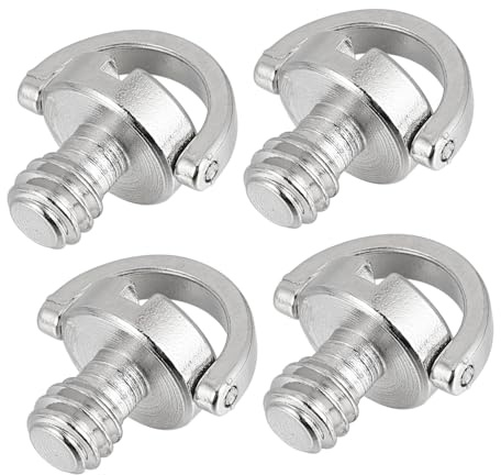 FESTFENDS Vite per Montaggio Fotocamera con Anello e Intaglio a Fessura Facile da Trasportare in Ferro 1/4 Pollice Kit 4 Pezzi Adatta per Treppiede e Piastra Obiettivo