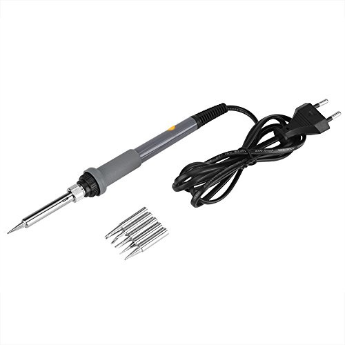 Saldatore Elettrico Regolabile a Mano Strumento Kit Saldatore con 5 Punte Punta di Saldatura 60W(EU 220V)