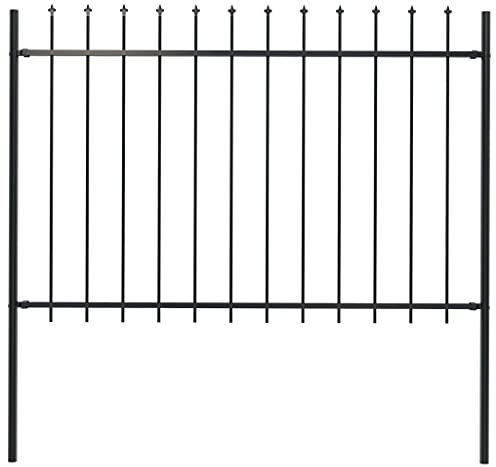 vidaXL Gartenzaun mit Speerspitzen Stahl 1,8 m Schwarz