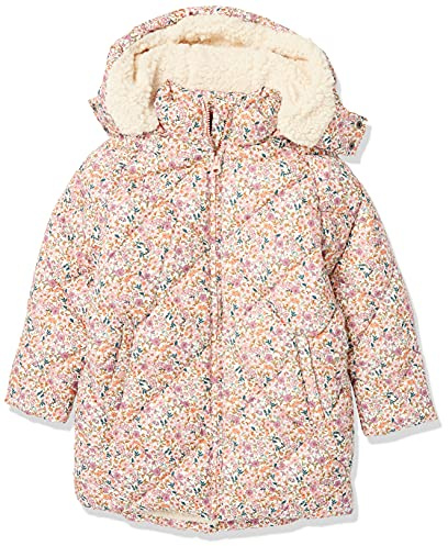 Amazon Essentials Abrigo Acolchado Largo de Corte Cocoon Niña, Crema Floral, 11-12 años