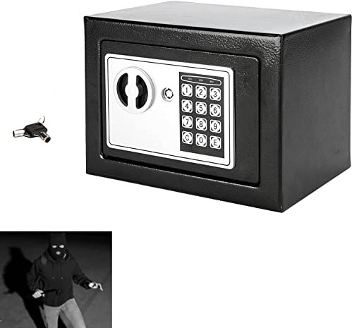 Outvita Coffre Fort, Coffre-Fort avec Serrure Électronique, Coffre Fort Mural avec Code/2 Clés - 4,8L (23 x 17 x 17 cm)