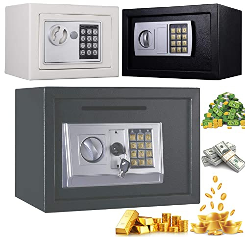 8.5L Money Box Cash Safe Box, Lockable Digital Security Safes for Home Office, Electronic Safe Wall Mounted Metal Steel Safe for Storage Documents Jewels Book, 31 x 20 x 20 cm, Black