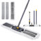 Industrial Mop, 90cm Commercial Mop with Telescopic Handle, Flat Mops with 3 Reusable Pads, Duster Floor Mops for Warehouse Hotel Garage Office Mall Cleaning