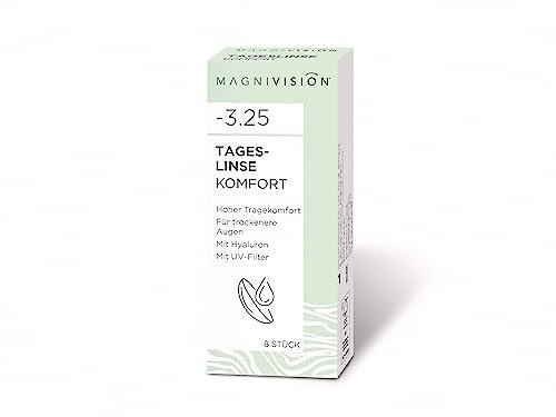 MAGNIVISION Tageslinsen Komfort weiche Kontaktlinsen für -2,00 Dioptrien | 8 Stück | BC 8.6 | DIA 14.2 | Kontaktlinse mit Hyaluron und UV-Filter für empfindliche Augen | ohne Konservierungsstoffe