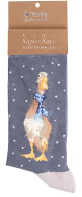 Wrendale Designs julstrumpor – XSOCKM004 – män – julscarves, anka, grå, 1 par, storlek: 41–46, GRÅ, 41-46 EU