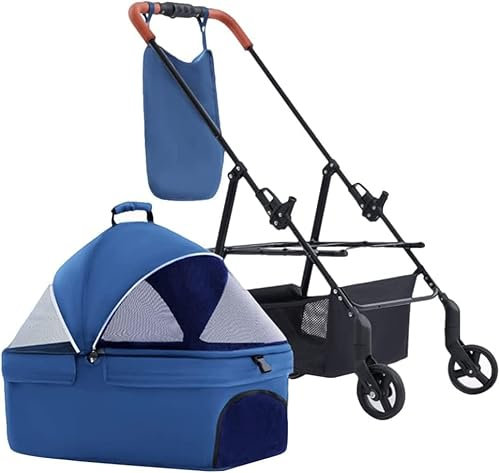 Hunde-Haustier-Kinderwagen für kleine Hunde, Ausverkauf, Haustier-Katzen-Kinderwagen, Trolley, Reisewagen, abnehmbarer Haustierwagen, Hunde-Kinderwagen für kleine Hunde und Katzen mit Taschentasche