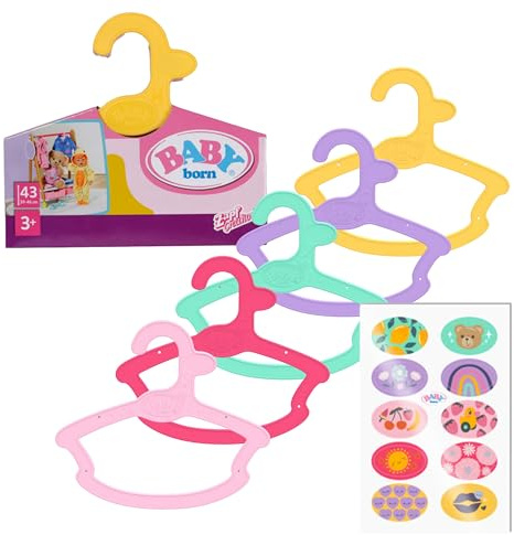 BABY born Kleiderbügel, 5er-Set für 43 cm Puppen | 5 Kleiderbügel, recyceltes Material, passend für 43 cm Puppen