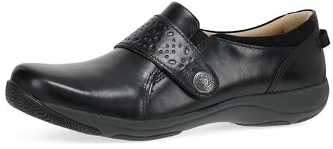 Dansko Sallie Women's Comfort Shoe - Padded Leather Upper, Adjustable Hook and Loop Vamp, Comfort Foam Footbed with Arch Support, Slip Resistant Outsole Black 6.5-7 M US