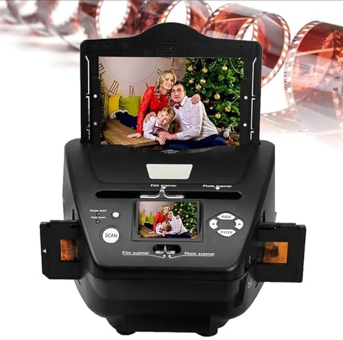 Film Slide Photo Scanner with 2.4 LCD Screen, High Resolution Negative Conversion Color and Black and White 35mm/135 Slide and Negative Film, Photos