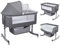 iondelce 2-en-1 Cododo Bebe avec Matelas et Moustiquaire, Lit Cododo Bebe, Hauteur Réglable, Berceau Bébé avec Roues Silencieuses et Panier de Rangement (Gris)