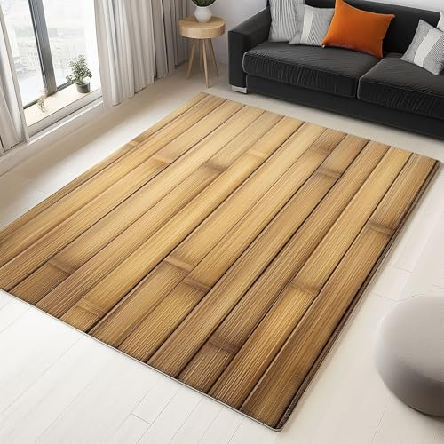 Tappeto 60 X 90 Cm – Minimalismo Giapponese Nodi Di Bambù Bambù – Pelo Corto, Morbido E Confortevole In Flanella – Lavabile, Antiscivolo E Durevole – Per Salotto, Camera Da Letto – Marrone Beige