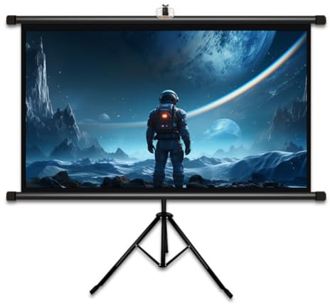Pantalla de Proyección con Trípode, 16:9 HD Pantalla de Proyector Enrollable de 60/72 Pulgadas, Altura Ajustable, para Interior y Exterior Cine en Casa Patio(72inch)