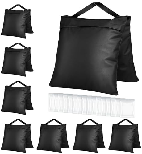 Evekea Sandbags Weight Bags for Light Stand Photography Video Support, Heavy Duty Saddlebags for Backdrop Stand, Photo Tripod, Canopy, Pop up Tent, Umbrella Base, Fishing Chair-8 Packs(Black)