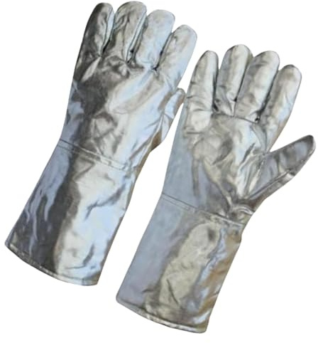Tktouci Guantes De Soldadura - Guantes De Soldadura Con Aluminio Y Alta Temperatura - Mitones De Seguridad Para Cocina Metalurgia Fundicion Acero Restaurante