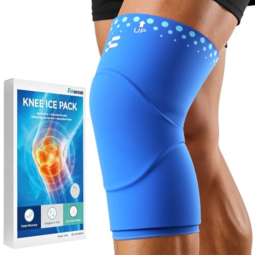 Fitomo Knee Ice Pack Wrap, Flexible Reusable Gel Pack for Knee Pain Relief | Extra Thick Knee Coverage, Flexible Gel Pack, Hot Cold Therapy, Swelling Relief, Sports Injury Recovery, Post Surgery Use, M