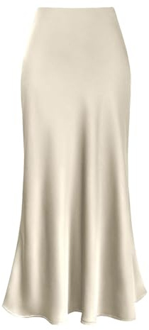 Faldas de Satén para Mujer Cintura Alta Midi Faldas Casual Skirt A-Línea Cintura Alta Elegante de Seda Maxi Verano Falda Midi Plisada Skirts Falda Tubo Fiesta Saten Otoño