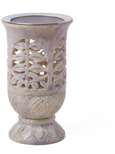 Bitto Weihrauchbrenner Windlicht Softstone Madurai Höhe 13 cm, Ø 9 cm mit Edelstahlsieb Ø 9 cm Fair Trade Deko Duft