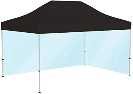 Vispronet® Profi Faltpavillon Basic 3x4,5 m ✓ mit 2 Vollwänden Transparent ✓ Dach Schwarz ✓versch. Größen & Farben ✓ Scherengittersystem ✓ inkl. Dach, Volant