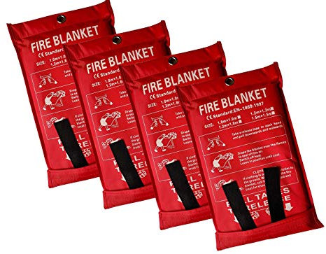 Lonnsaffe Couverture ignifuge d’urgence en fibre de verre idéale pour la cuisine, la cheminée, le gril, la voiture, le camping