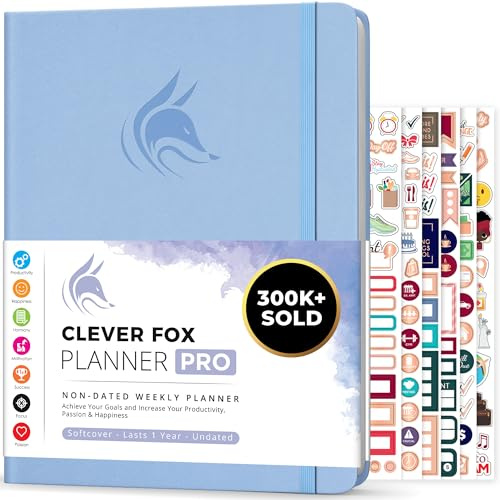 Clever Fox Planner PRO – Weekly & Monthly Life Planner to Increase Productivity, Time Management and Hit Your Goals, 21.5x28cm (Periwinkle)