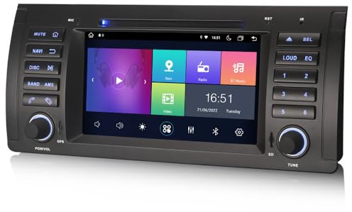 Android 14 4GB+64GB Radio Coche Estéreo Bluetooth GPS Navegador para BMW X5 E53, Wireless Carplay DSP Bluetooth A2DP WiFi Dab+ Pantalla táctil