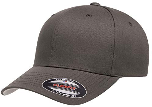 Flexfit Unisex Cotton Twill Fitted Baseball Cap, Dark Grey, Large-X-Large