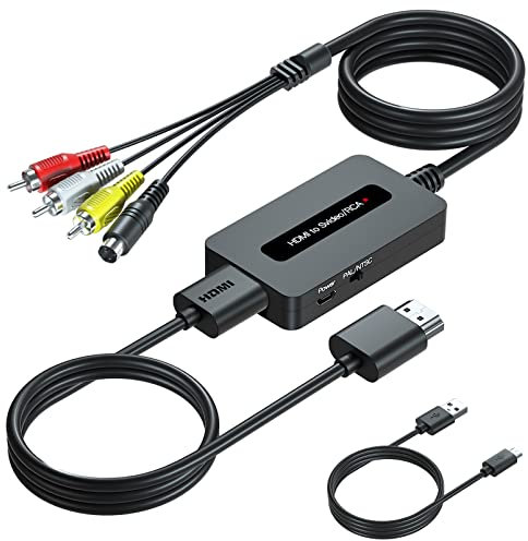 SUNNATCH HDMI-zu-S-Video-RCA-Konverterkabel mit S-Video-RCA-HDMI-Kabeln, HDMI-Svideo-Adapter, HDMI-zu-Composite-AV-CVBS-Konverter, HDMI-in-RCA-S-Video-Out-Konverter