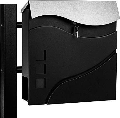 STILISTA Standbriefkasten mit Zeitungsfach, Farb- u. Modellwahl, Schwarz Madrid