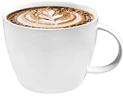 fMSDD Taza de café grande de cerámica de 900 ml con asa, taza de café grande para café con leche, capuchino, cacao, chocolate caliente, leche, té, bebidas calientes para desayuno, color blanco