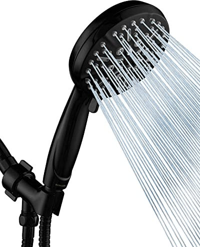 Matt Black Shower Head with Handheld Spray High Pressure-Multifunction Strong Flow Rain Massage Showerhead with Extra long Hose and Adjustable Overhead Holder – La Mejor Regaderas Modernas Para Ducha