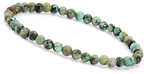 Unique Gems Perlenarmband Edelstein Damen Armband afrikanischer Türkis Ø 4mm Chakra Perlen Buddha Schutzarmband