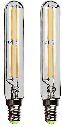 T20 E14 LED 4W Equivalent 40W Incandescent Light Bulb Warm White 2700K Vintage E14 European Base Edison Long Bulb 600 Lumen CRI>90+ Clear Glass for Chandeliers,Pendant, 2 Pack