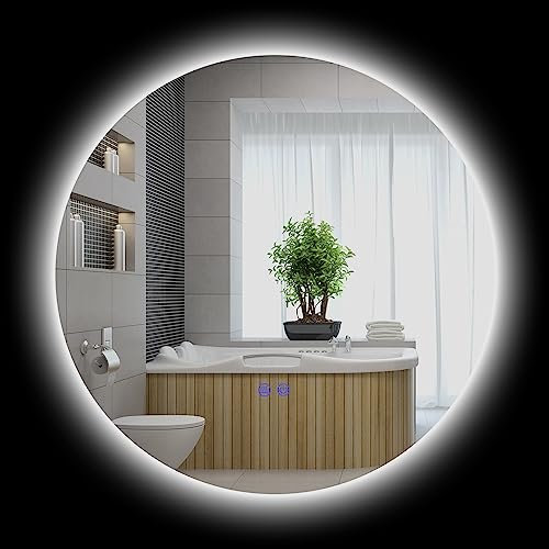 kleankin Miroir Rond Lumineux LED Miroir Mural de Salle de Bain 60 cm avec éclairage Interrupteur Tactile système antibuée luminosité réglable 29 W Blanc et Argent