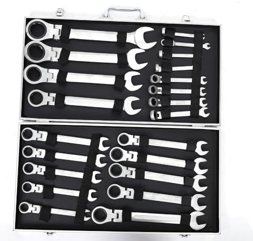 skiftnyckel set 6–32 mm led-spärrnyckel set ring munl spärrnyckel set verktyg 22 stycken gaffelringsnyckel med förvaringslåda