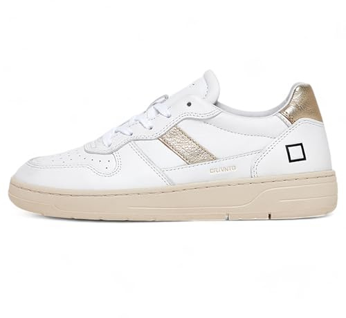 D.A.T.E. Date Court 2.0 Vintage White Platinum C2 VC WM Sneaker Donna Bianco Oro, 40