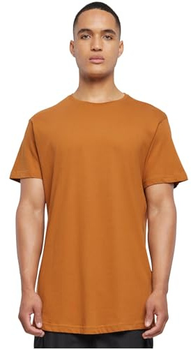 Urban Classics Herren Shaped Long Tee – Langes T-Shirt aus Baumwolle mit abgerundetem Saum, Kurzarm Basic im modernen Streetwear Look für Alltag & Freizeit