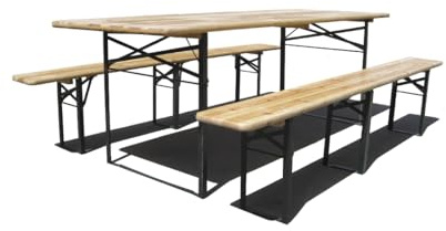 Papillon Mesa de cerveza de madera de fresno con dos bancos, 45 kg, 220 x 80 x 77 cm de altura, para pub, para exteriores, plegable, 94455