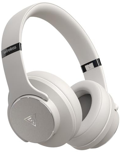 DOQAUS Wireless Headphones Over Ear, Bluetooth Headphones Over Ear with 3 EQ Modes, 90Hrs PlayTime Wireless Headphones,HiFi Stereo Foldable Headset with Microphone for PC Cellphone(Light Grey)