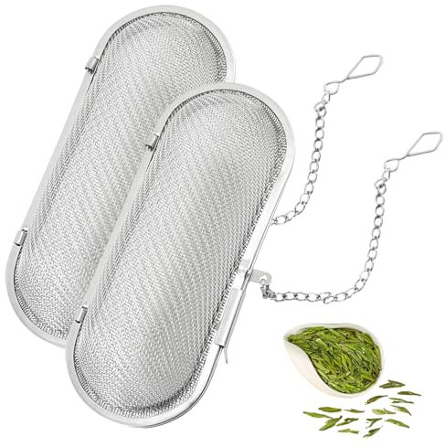 2x Colino Acciaio Inox Te Maglia Fine Con Catena Filtro Te Infusione Colino Per Tisane Colino Spezie Lavabile In Lavastoviglie Per Tè Sfuso, Spezie Ed Erbe Aromatiche, Colino Spezie Argento 11 Cm
